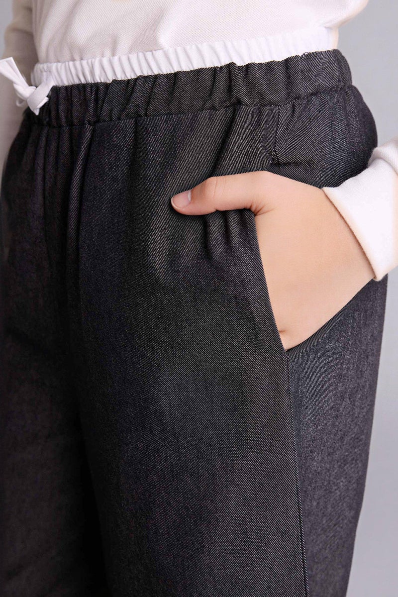 DeFacto Black Girl Wide Leg Denim Look Trousers Casual - Image 5